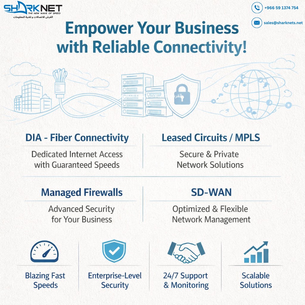 Business connectivity services including dedicated internet, MPLS, managed firewall and SD-WAN